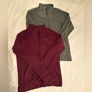 2 for 1 BUNDLE - Columbia Burgundy and Gray-Green lightweight zipper sweatshirts